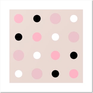 pink black and white dots Posters and Art